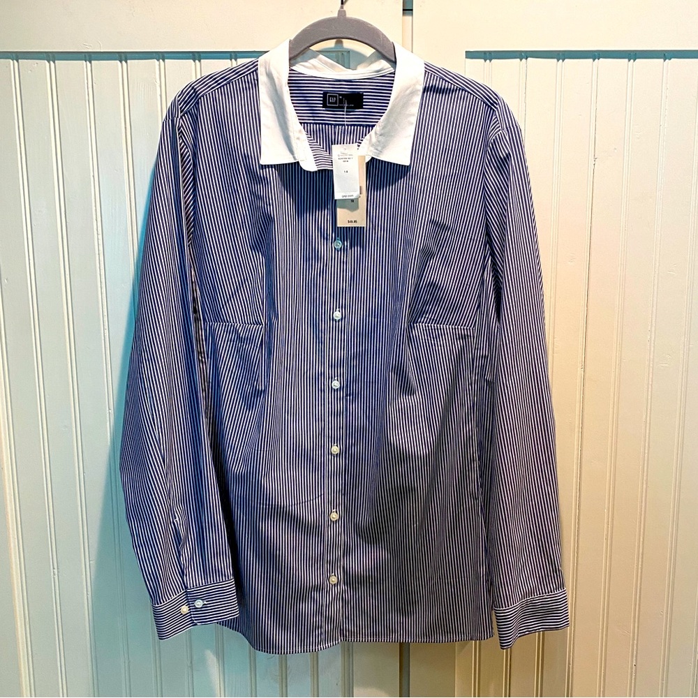 Gap Blue Pinstripe Blouse - Size 18